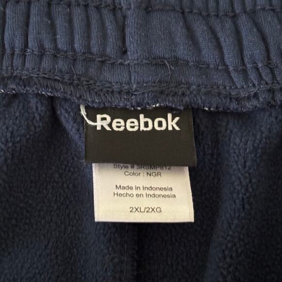 Reebok Sweat Pants Fleece Lined Drawstring Waist Navy Men's 2XL SHORT HEMMED - Picture 3 of 11